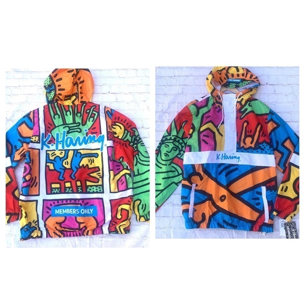 Keith K. Haring Members Only Pullover Windbreaker Jacket Rare NWT size LARGE